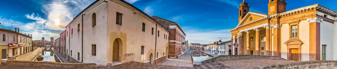 Fototapeta na wymiar Trepponti bridge in Comacchio, the little Venice