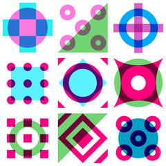 Abstract vintage geometric seamless pattern with simple shapes