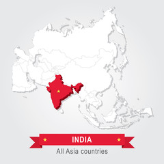 India. All the countries of Asia.