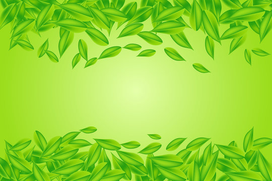 Falling green leaves background