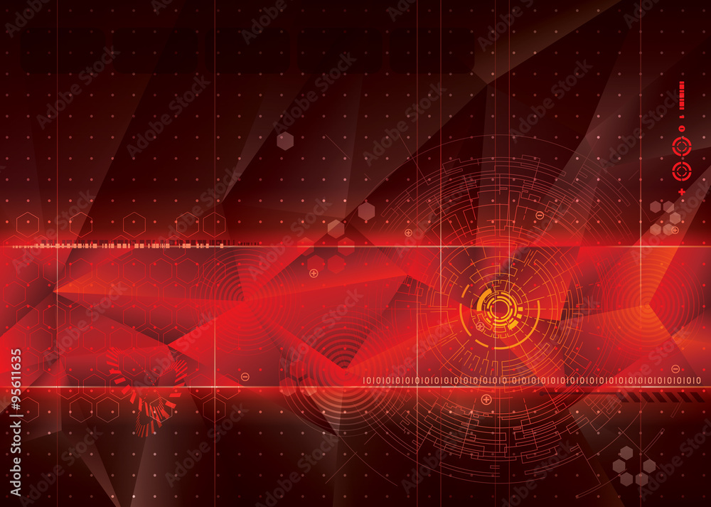 Poster abstract technology red background design.