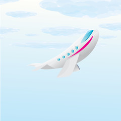 vector airplane icon. cartoon plane in blue sky