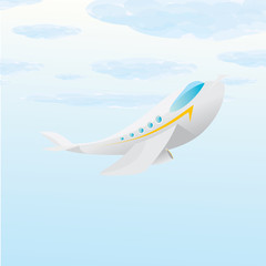 vector airplane icon. cartoon plane in blue sky