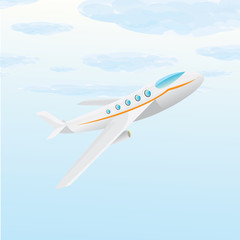 vector airplane icon. cartoon plane in blue sky