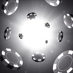 poker chips isolated on white glowing