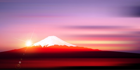 富士山　日の出　風景　背景