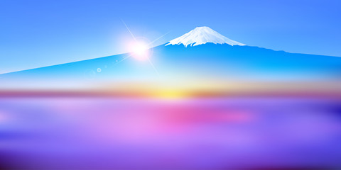 富士山　日の出　風景　背景
