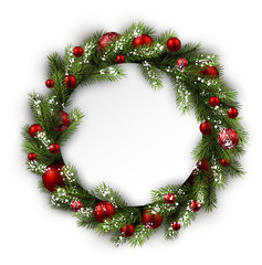 Fototapeta na wymiar Card with Christmas wreath.