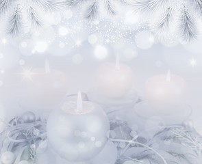 Silver advent wreath with 4 metallic candles