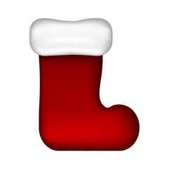 Christmas sock icon, symbol, design. Winter vector illustration isolated on white background.