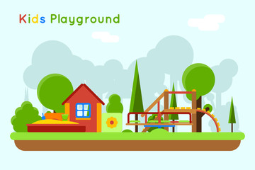 Obraz na płótnie Canvas Slide and sandpit in the playground