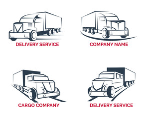 Cargo truck and delivery service logo vector templates set