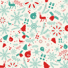 Christmas elements, with text seamless pattern background. EPS10 vector file organized in layers for easy editing. for graphic design