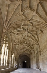 Hallway of the Jeronimos Monastery in Belem quartier of Lisbon, Portugal