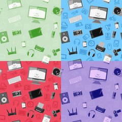 Vector seamless pattern with different gadgets