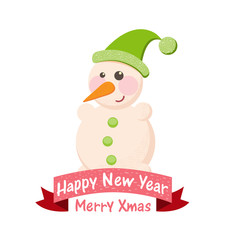 Greeting card with a snowman 