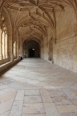 Fototapeta premium Hallway of the Jeronimos Monastery in Belem quartier of Lisbon, Portugal