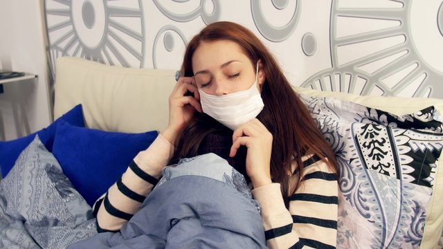 Cold flu illness women in medicine healthcare mask