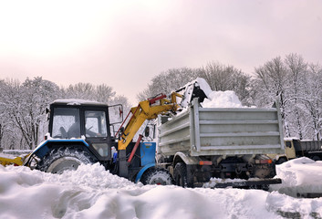 cleaning and snow loading on the truck