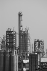 Power plant reflected light water sunset industry in thailand .