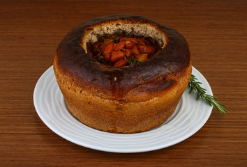 Bean soup in bread