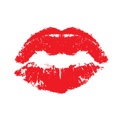 Lipstick kiss on white background. Vector illustration