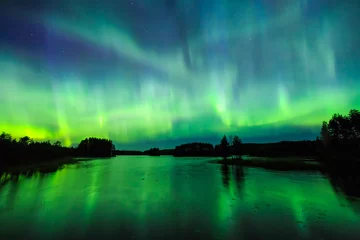 Foto op Plexiglas Noorderlicht (Aurora borealis) aan de hemel © petejau