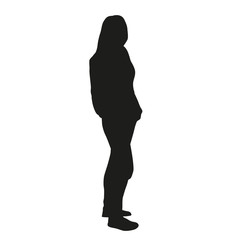 Standing woman, vector silhouette