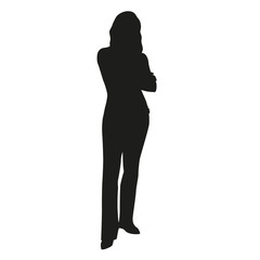 Vector silhouette of woman standing with hands folded