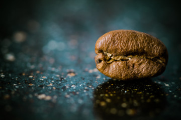 Coffee bean extremely close.