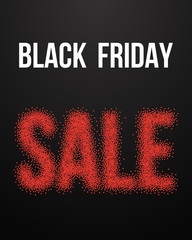 Black Friday Sale Vector Poster with Blackwork Halftone Effect. 