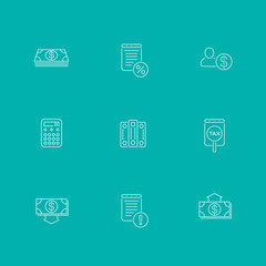 Fototapeta premium Bookkeeping, finance, income line icons, isolated set, vector illustration