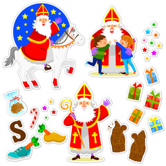 set of cartoons for the holiday of Sinterklaas 