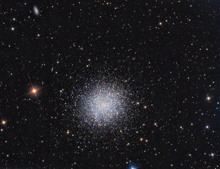 M13 Globular Cluster in constellation Hercules imaged with a telescope and a scientific CCD camera