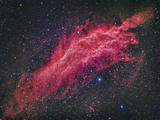 NGC 1499 California Nebula imaged with a telescope and a scientific CCD camera