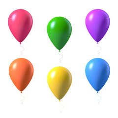 Set of Photorealistic Vector Air Balloons Isolated on White Back