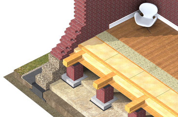 Cross section of brick house