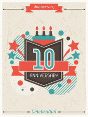 Anniversary abstract background with ribbon and decorative elements