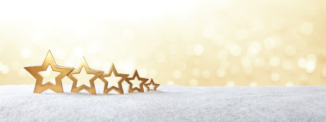 5 stars snow gold banner