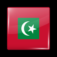 Maldives Variant Flag. Glassy Icon Square Shape