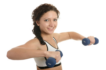  woman with dumbbells