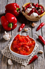 Red peppers marinated