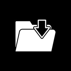 The folder icon. File download symbol. Flat