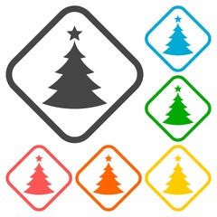 Obraz premium Vector Christmas tree icons 