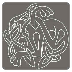 monochrome icon with Celtic art and ethnic ornaments for your design