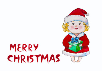illustration of Santa girl with letter