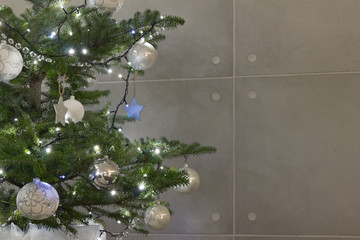 Christmas tree on cocrete wall