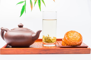 Mid-Autumn Festival moon cake on wooden board