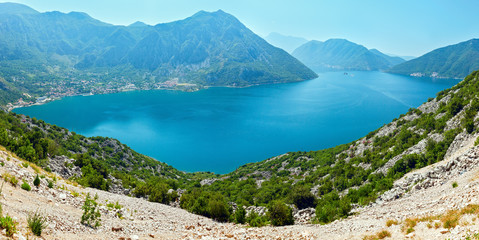 Fototapeta na wymiar Bay of Kotor summer panorama, Montenegro