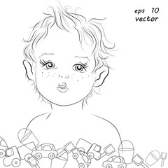 sketch of a little boy, vector illustration